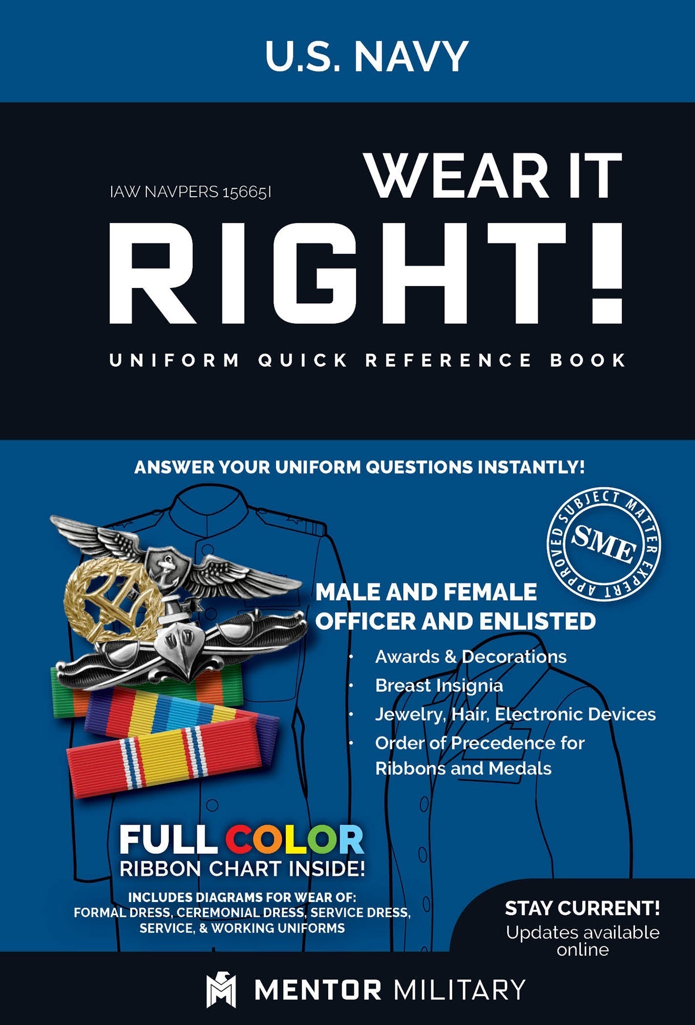 Navy Uniform Quick Reference Guide Wear It Right! by Mentor Military